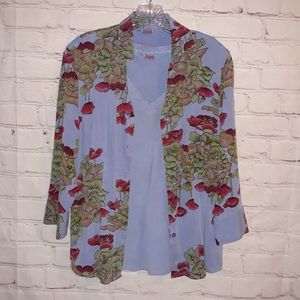 Tianello Floral Print Sz: XS Button Down Top